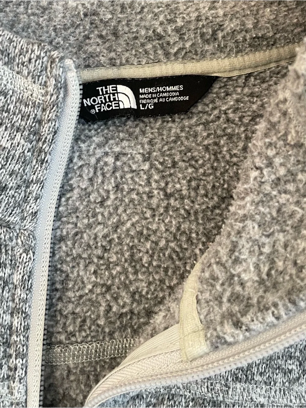 Men Size Large The North Face Gordon Lyons Gray Quarter Zip Sweater Fleece
